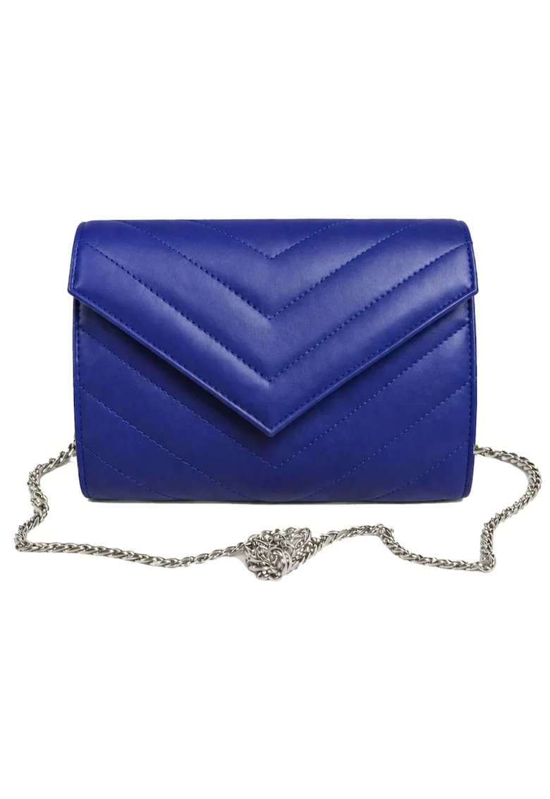 Plic din piele naturala Val Clutch, Albastru inchis/Argintiu