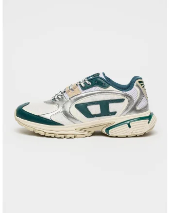 Pantofi sport Pro-V-Dense cu straturi exterioare din piele, Alb/Verde englez/Argintiu