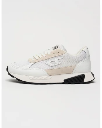 Pantofi sport Tame cu garnituri din piele, Alb/Maro taupe deschis