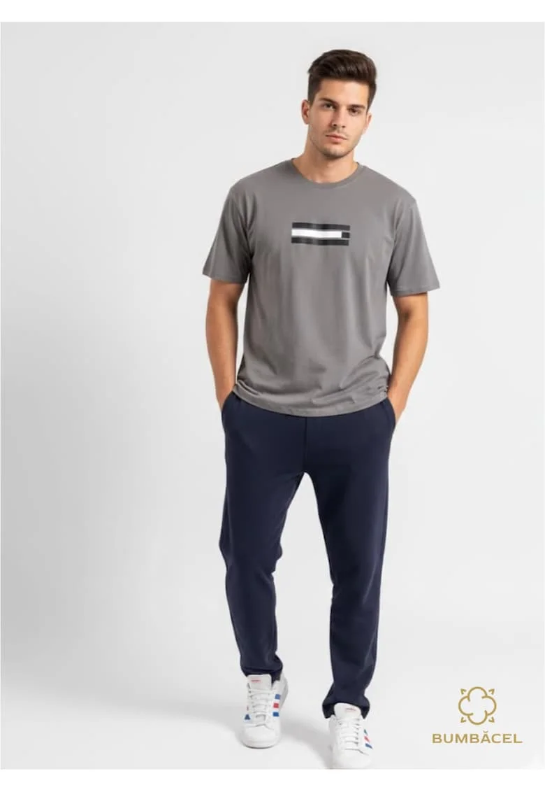 Pantaloni cu buzunare laterale, din bumbac, cu flis, pentru barbati