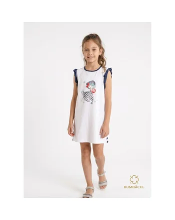 Rochie pentru fetite, scurta cu imprimeu, din bumbac, Albastru
