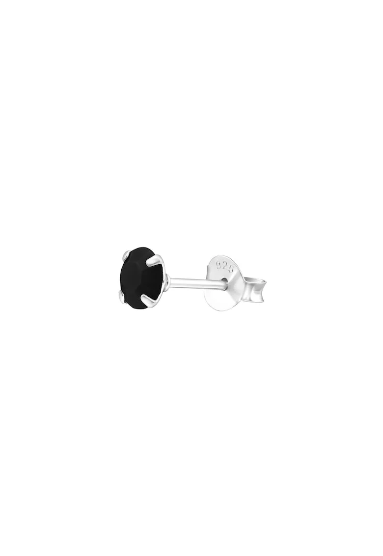 Cercel pentru bărbați,  argint 925, zirconia neagră 5mm, argintiu cu negru, vândut individual
