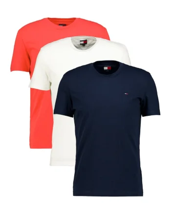Set de tricouri slim fit - 3 piese, Rosu/Alb/Bleumarin