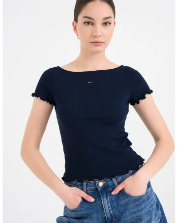 Tricou slim fit cu decolteu rotund, Albastru safir