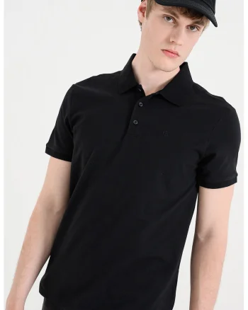 Tricou polo de bumbac, Negru