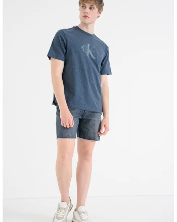 Tricou din bumbac cu imprimeu logo, Albastru prafuit