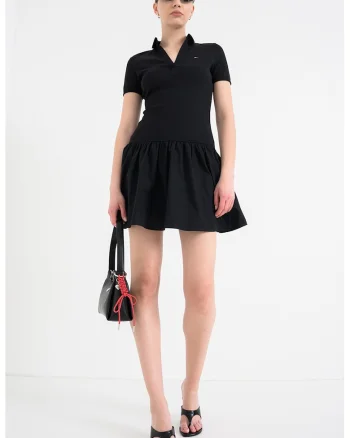 Rochie polo evazata, Negru carbon