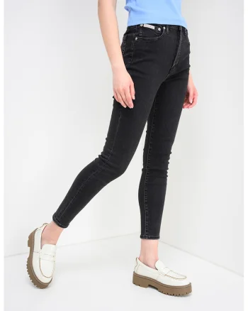 Blugi skinny cu talie inalta, Negru antracit