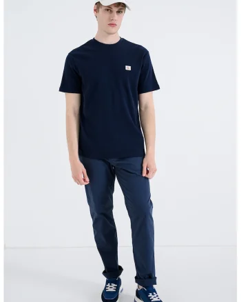 Tricou cu decolteu la baza gatului si logo, Albastru ultramarin