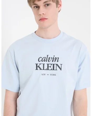 Tricou de bumbac cu imprimeu logo, Albastru glaciar