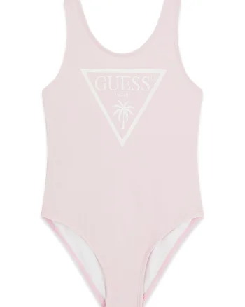 Costum de baie intreg cu logo, Roz pal