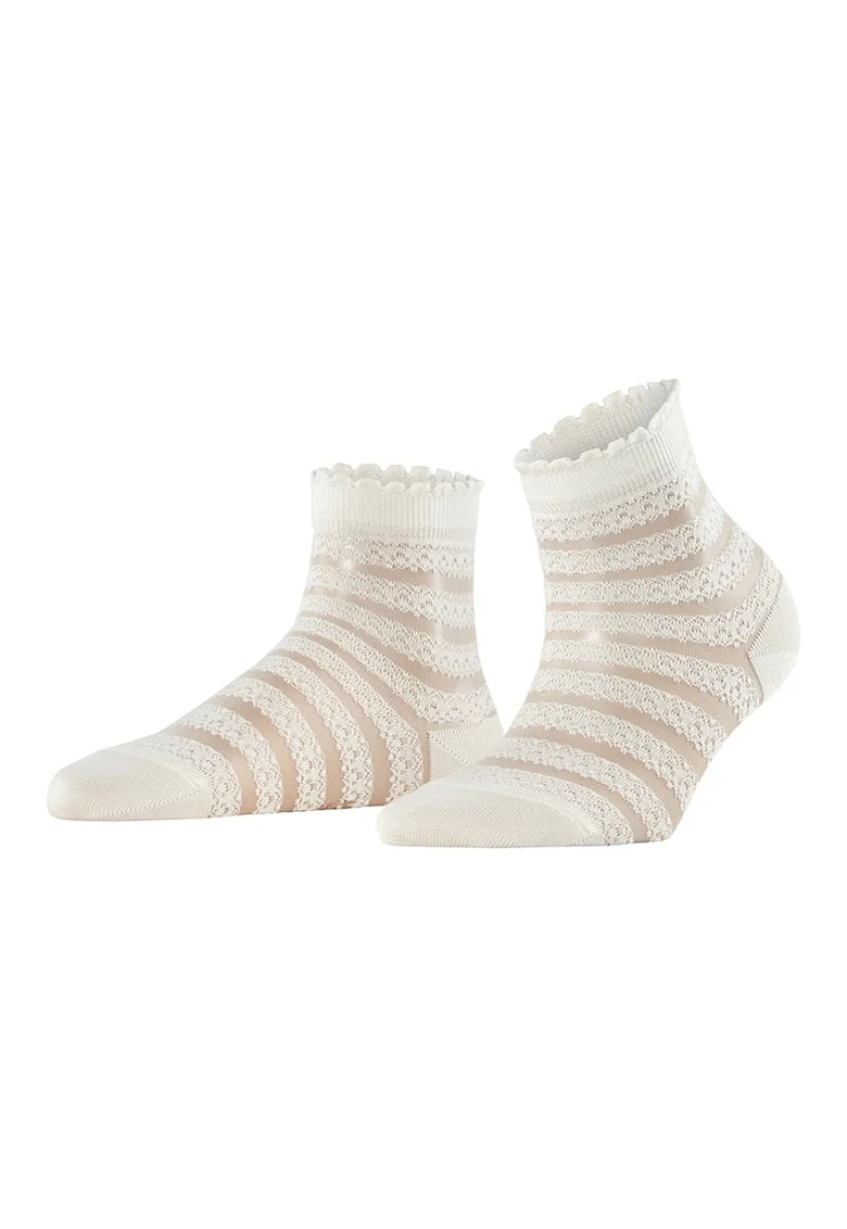 Sosete scurte din amestec de bumbac organic Border Lace, Alb murdar