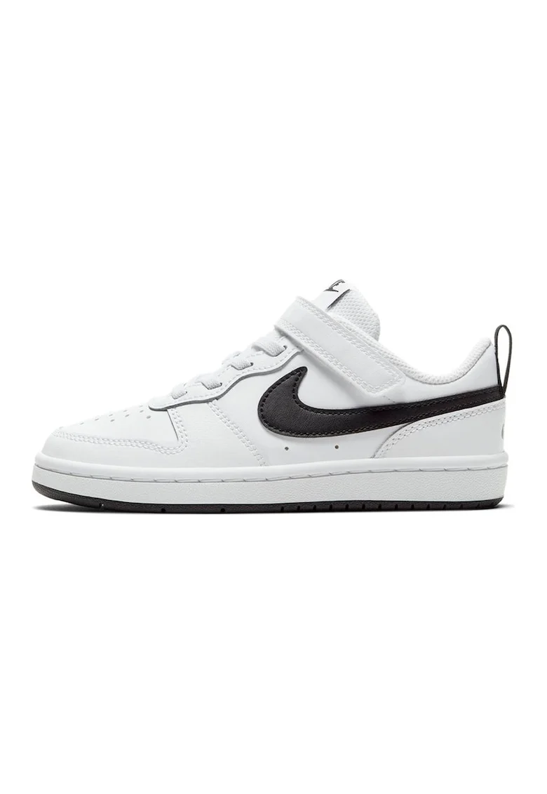 Pantofi sport de piele si piele ecologica, Court Borough Low 2, Alb optic/Negru
