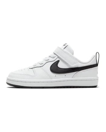 Pantofi sport de piele si piele ecologica, Court Borough Low 2, Alb optic/Negru