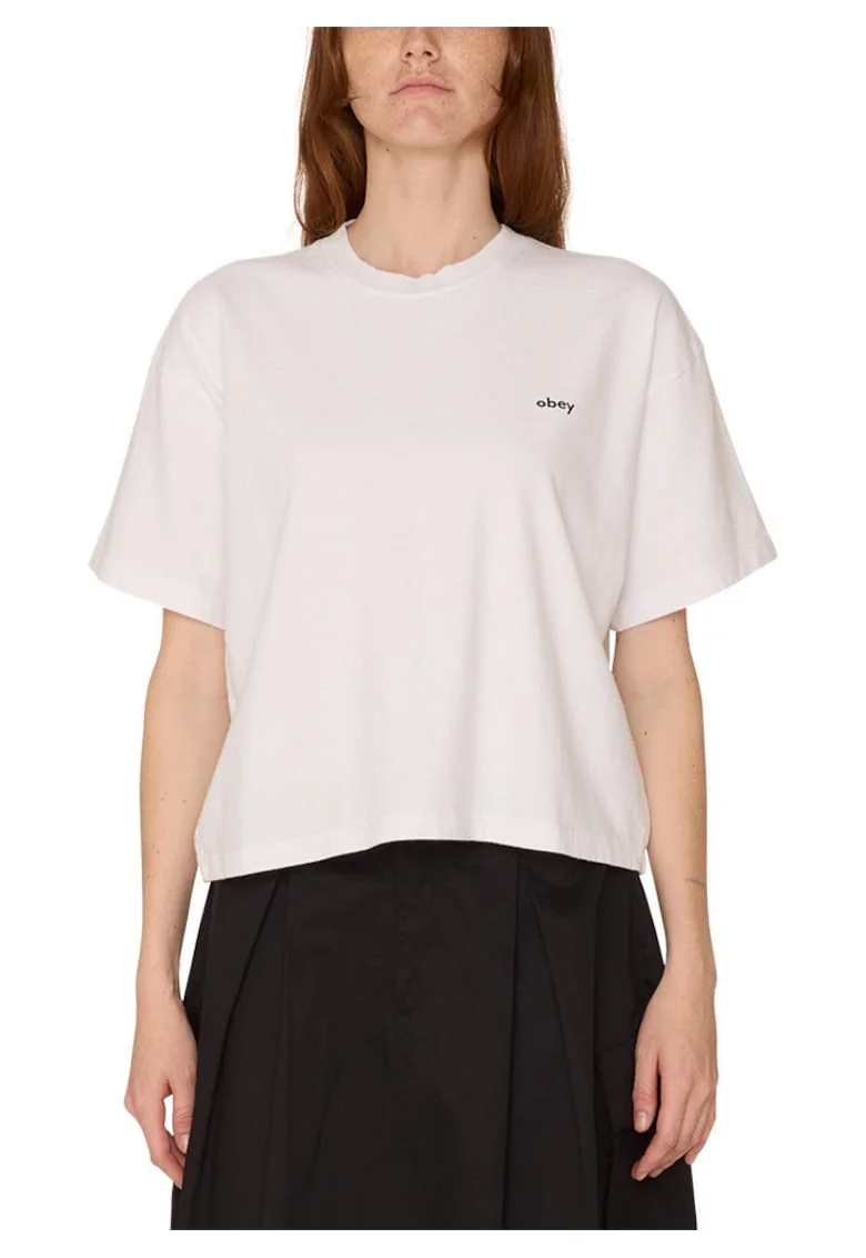 Tricou dama  imprimeu floral acuarela, bumbac, croiala lejera, alb