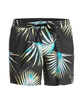 Pantaloni scurti de baie cu imprimeu tropical Mix, Albastru/Gri antracit