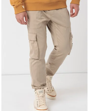 Pantaloni cargo cu talie ajustabila, Bej