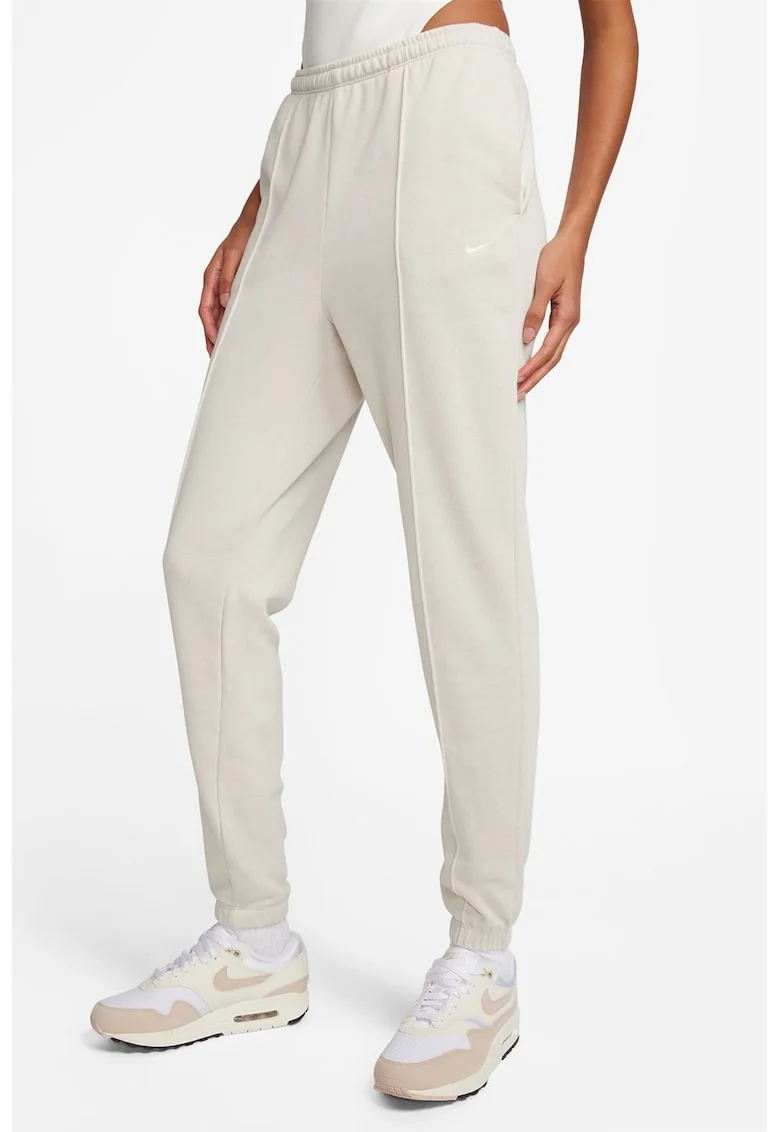Pantaloni de trening din amestec de bumbac cu buzunzare laterale, Alb murdar