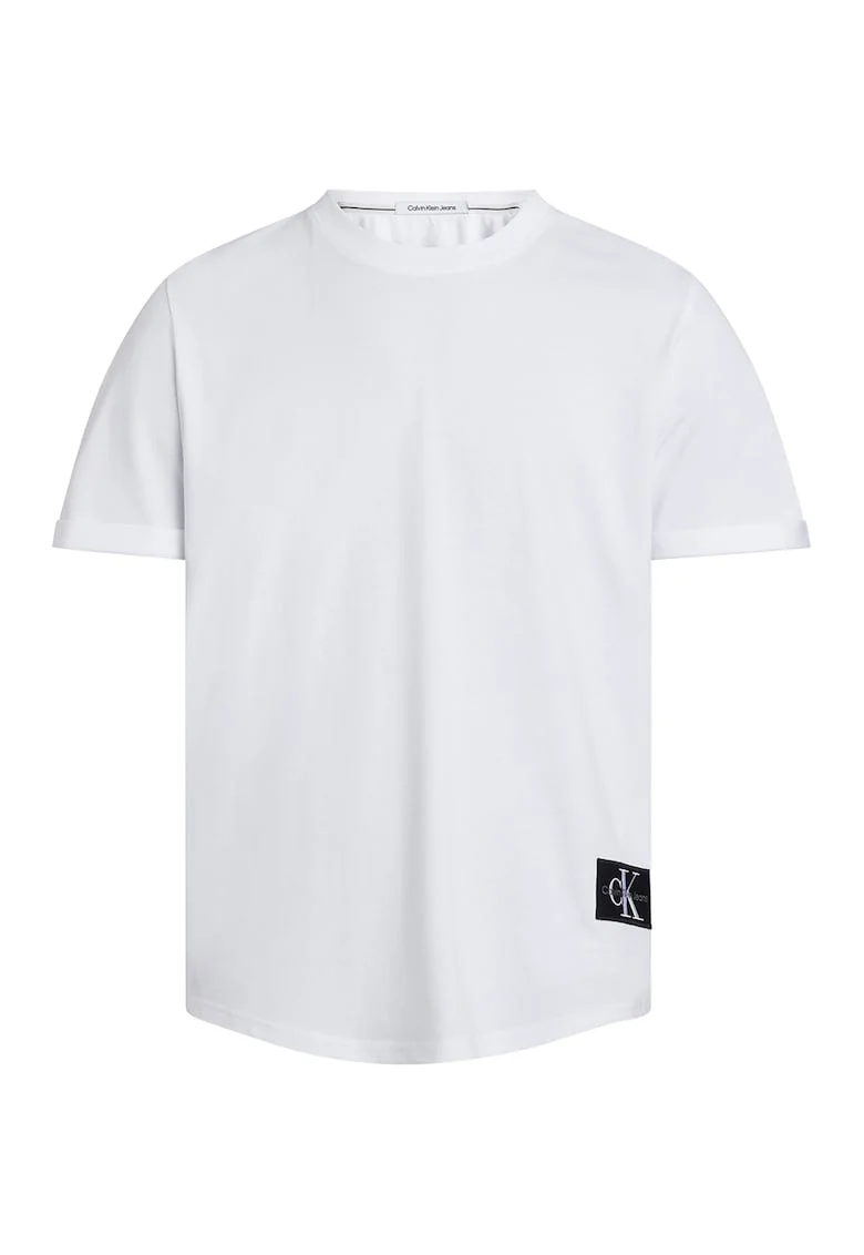 Tricou cu decolteu la baza gatului si logo aplicat, Alb