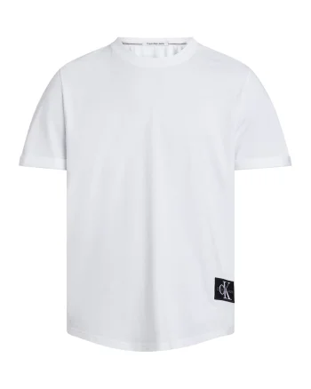 Tricou cu decolteu la baza gatului si logo aplicat, Alb