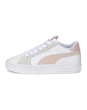 Pantofi sport cu insertii de piele intoarsa Cali Star, Alb/Piersica/Alb murdar