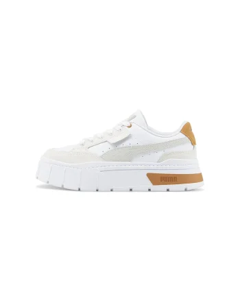 Pantofi sport flatform cu insertii din piele intoarsa Mayze Stack Luxe, Alb/Gri deschis/Galben mustar