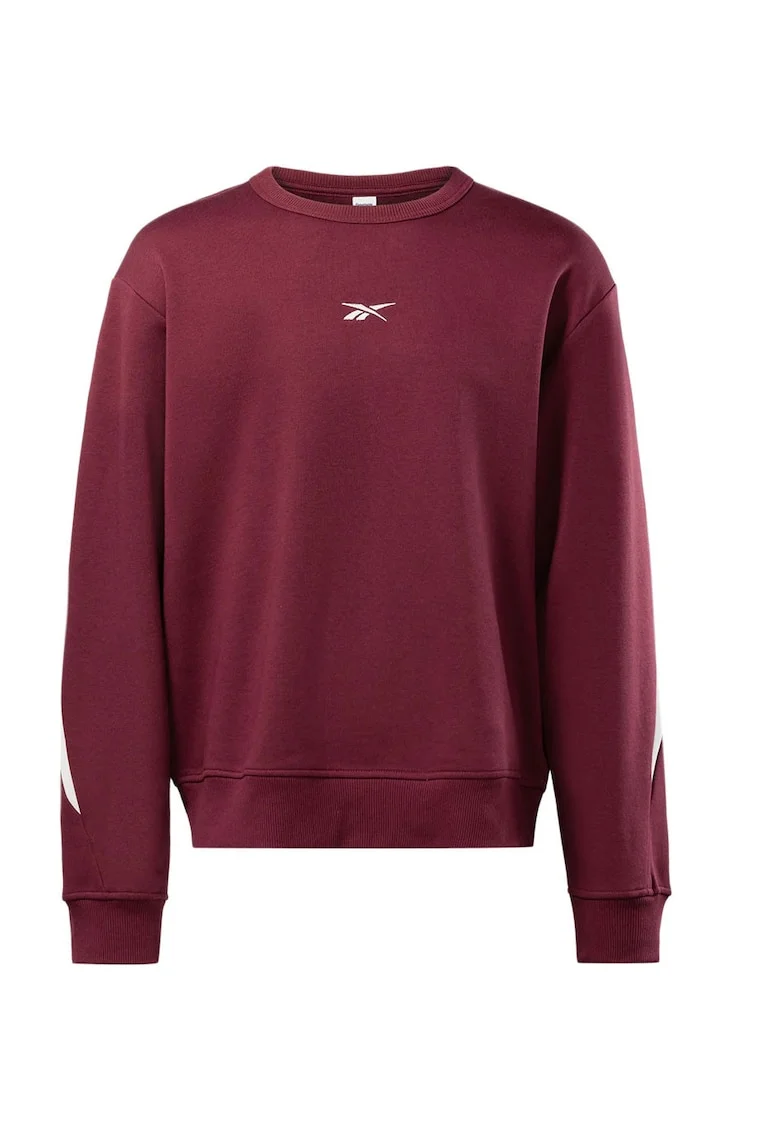 Hanorac unisex  [Ree]Cycled, croiala supradimensionata, guler rotund, visiniu, bumbac si fleece