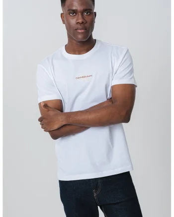 Tricou de bumbac cu decolteu la baza gatului si logo pe piept