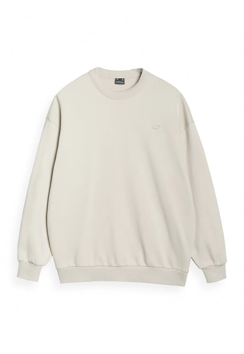 Hanorac unisex  oversize, bej, bumbac/poliester, fara fermoar