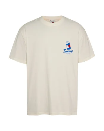 Tricou de bumbac organic cu imprimeu logo, Alb murdar
