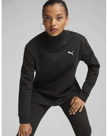 Bluza de trening cu guler inalt, Alb/Negru
