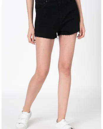 Pantaloni scurti cu margini franjurate, Negru