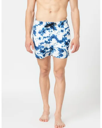 Pantaloni scurti de baie cu cordon in talie Studios, Alb/Albastru royal