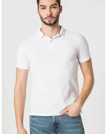 Tricou polo din material pique, Alb