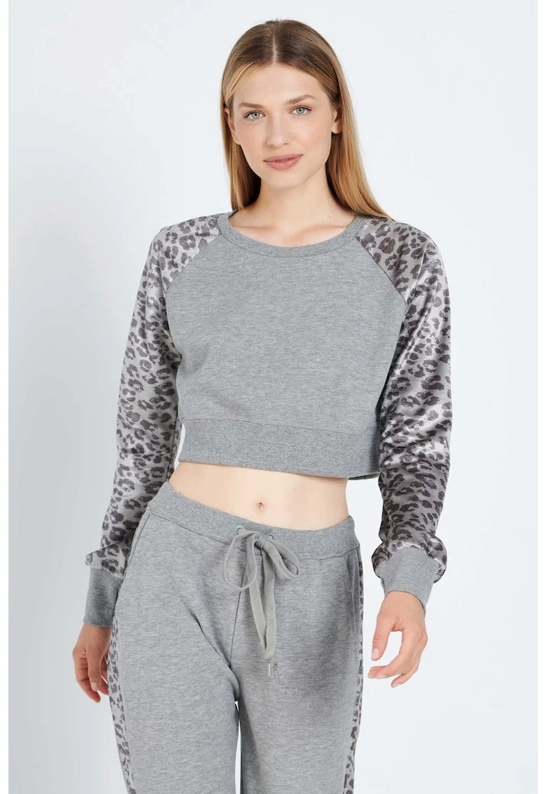 Bluza dama  decupata, bumbac, gri,