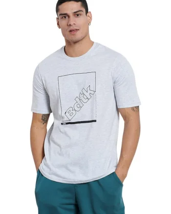 Tricou barbat Bdtk, maneca scurta, decolteu rotund, alb, bumbac,