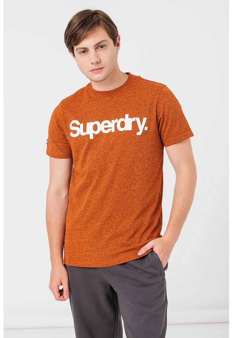 Tricou cu imprimeu logo Vintage Core, Alb/Portocaliu stins