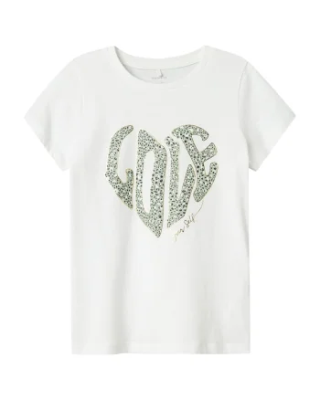 Tricou copii  maneca scurta, alb, din bumbac organic si reciclat