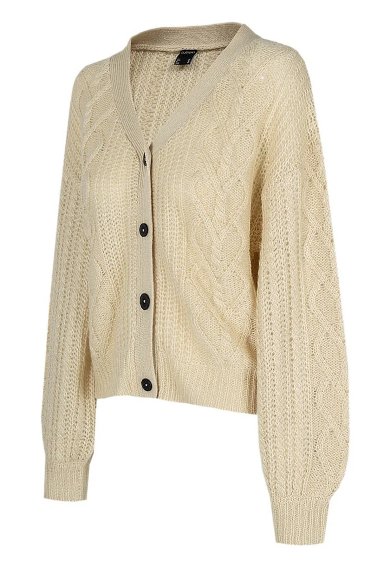 Cardigan dama  croiala confortabila, maneci largi, acril, crem