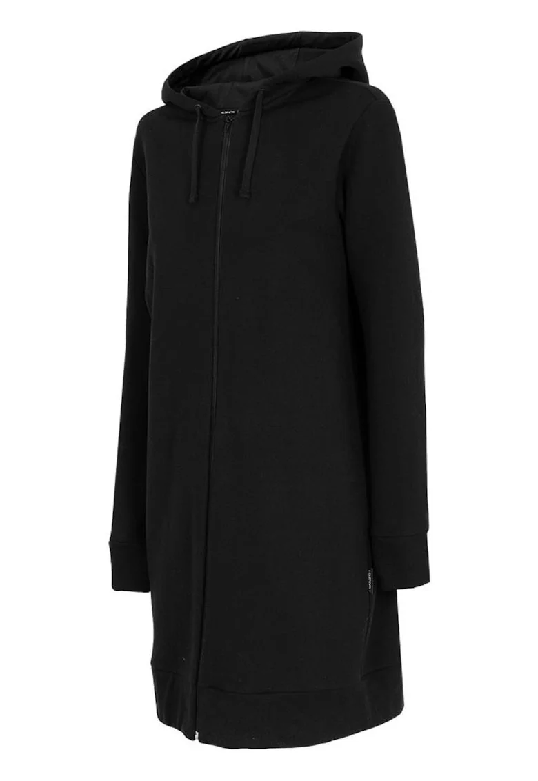 Cardigan dama  gluga ajustabila, negru, bumbac/poliester