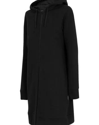 Cardigan dama  gluga ajustabila, negru, bumbac/poliester