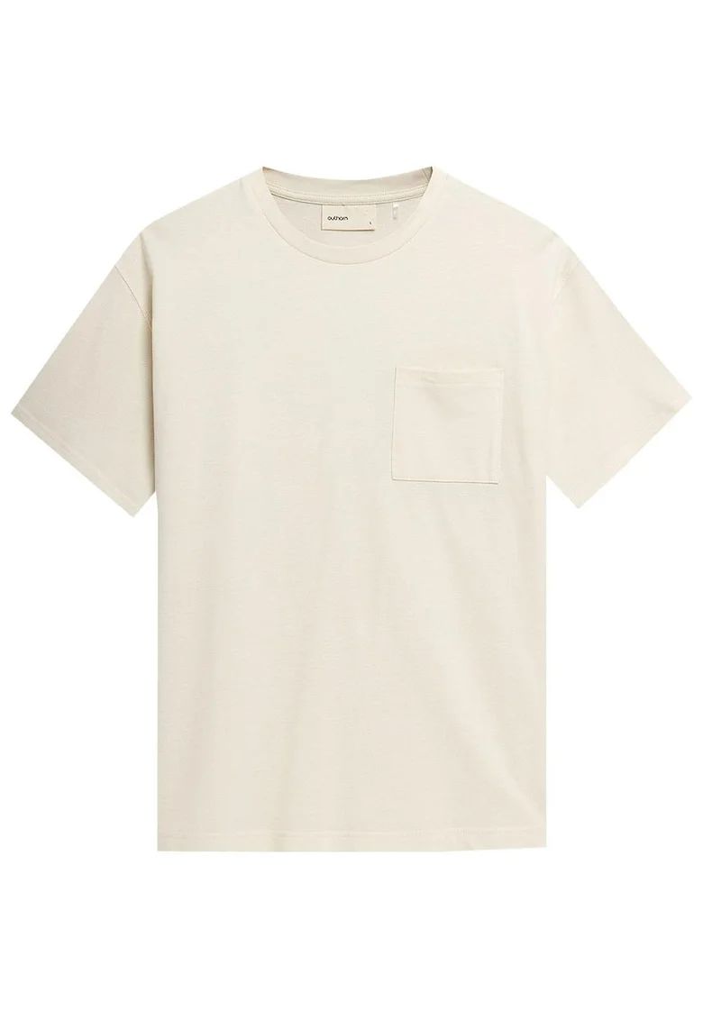 Tricou barbati  maneca scurta, decolteu rotund, bej, bumbac