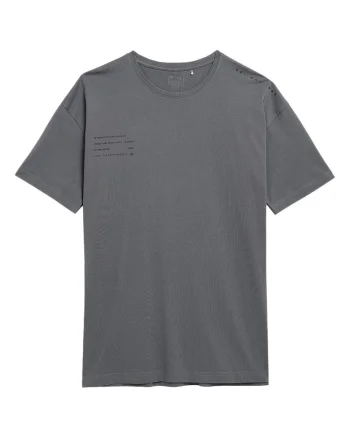 Tricou barbati  linie supradimensionata, decolteu rotund, gri, bumbac organic