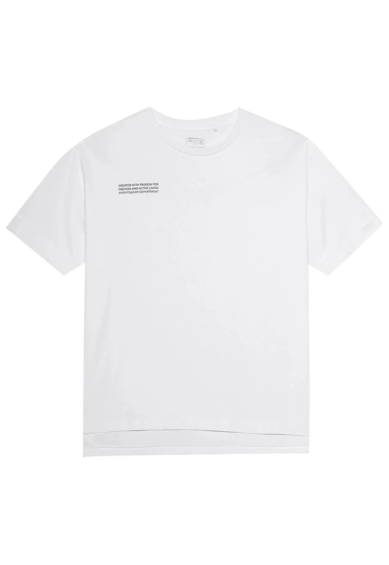 Tricou dama  maneca scurta, croiala regulata, decolteu rotund, bumbac, alb