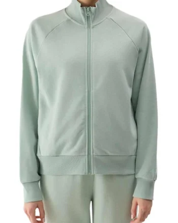Hanorac dama  doua buzunare laterale, verde, bumbac/poliester,