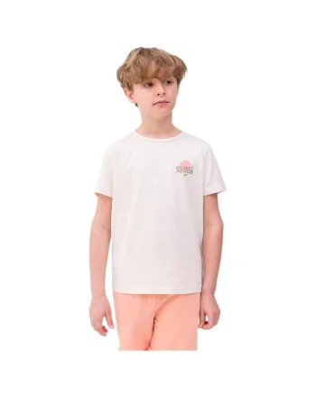 Tricou copii  croiala regulata, decolteu rotund, alb, bumbac, 4FJWSS24TTSHM1136