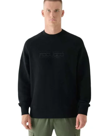 Bluza barbati  bumbac, cu garnituri la mansete si baza, negru