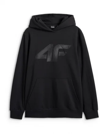 Hanorac Sportiv pentru Barbati,  Negru Intens, Bumbac si Poliester, Regular Fit, Cu Gluga si Buzunar Marsupiu, 45737, Negru