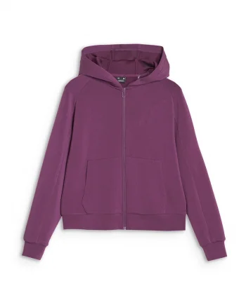 Hanorac Casual  pentru Femei cu Gluga si Fermoar, Tricot Interlock, Violet inchis, Sportstyle, Modal Comfort, XS-XXL