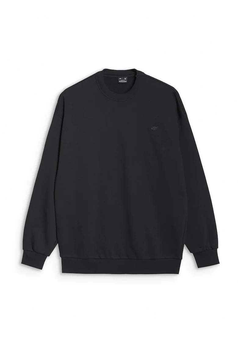 Hanorac unisex  oversize, bumbac/poliester, negru, fara fermoar, fara gluga